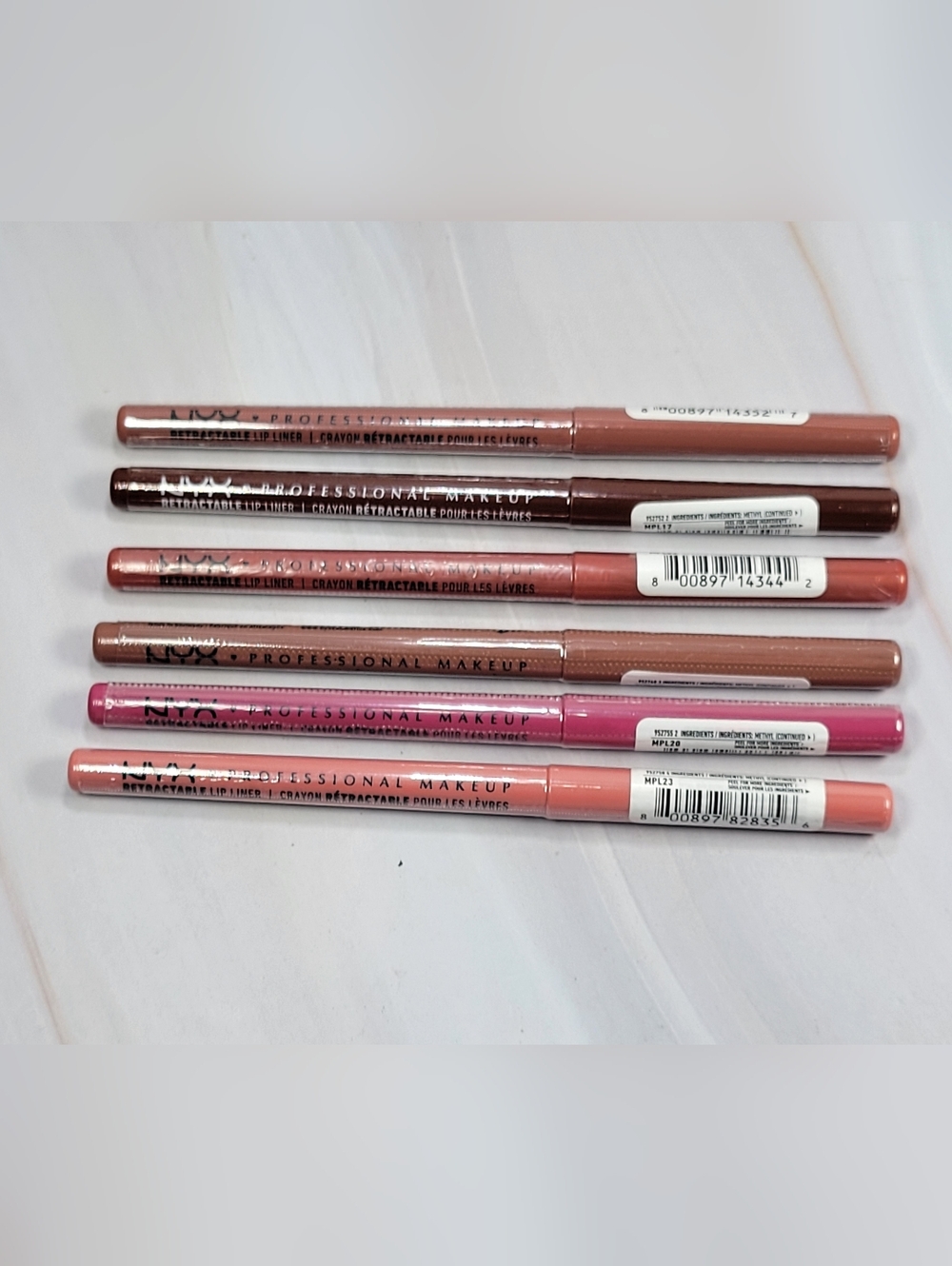 Nyx 6 Piece Retractable Long-Lasting Mechanical Lip Liner Bundle NEW!